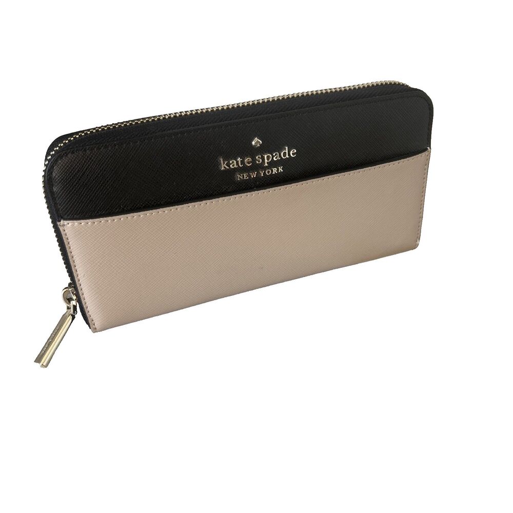 kate spade Staci Colorblock Large Continental Wallet Leather Warm Beige/Black